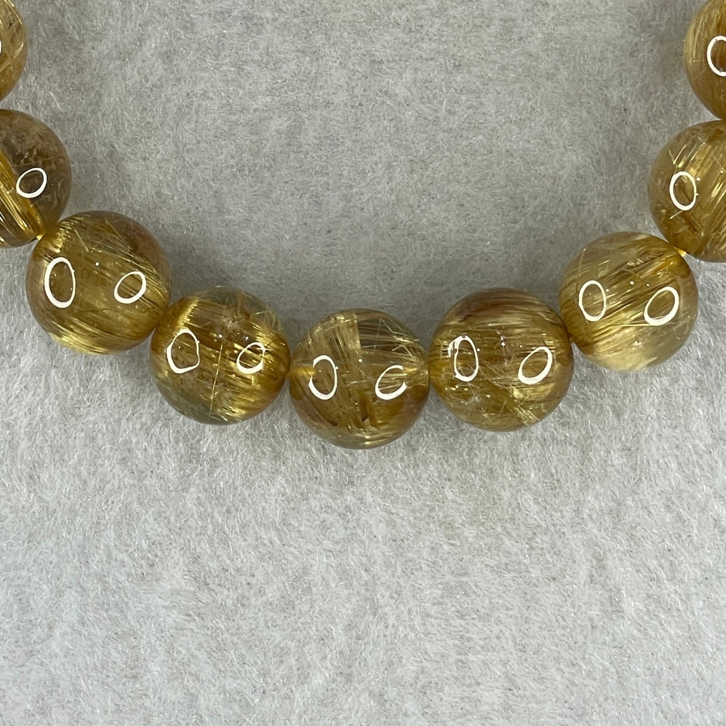 Very Very High Quality Golden Rutilated Quartz Beads Bracelet 39.73g 17cm 12.0mm 18 Beads