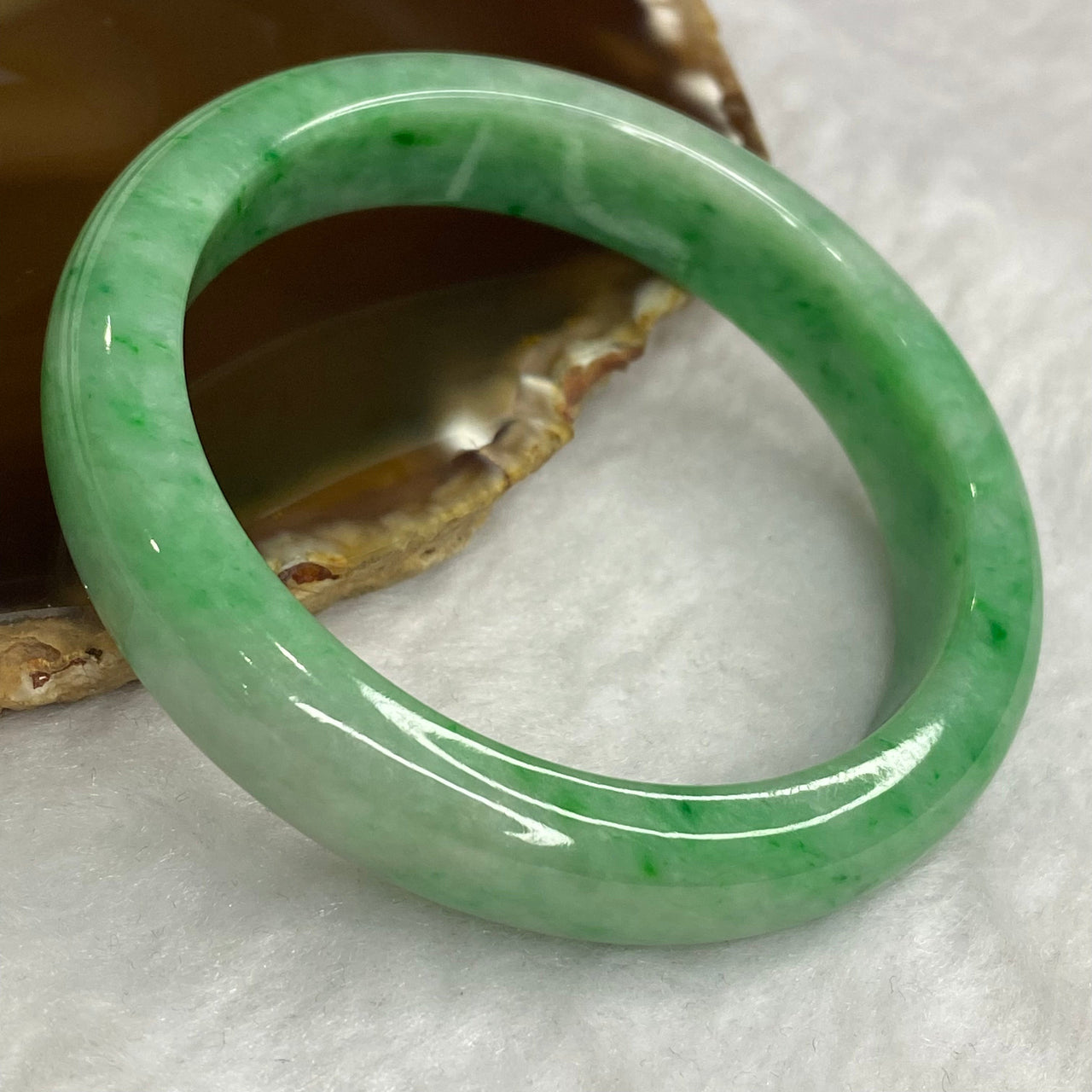 Rare High End Type A Intense Apple Green with Spicy Green Bangle 54.12g Inner Dia 56.4mm 12.1 by 8.1mm