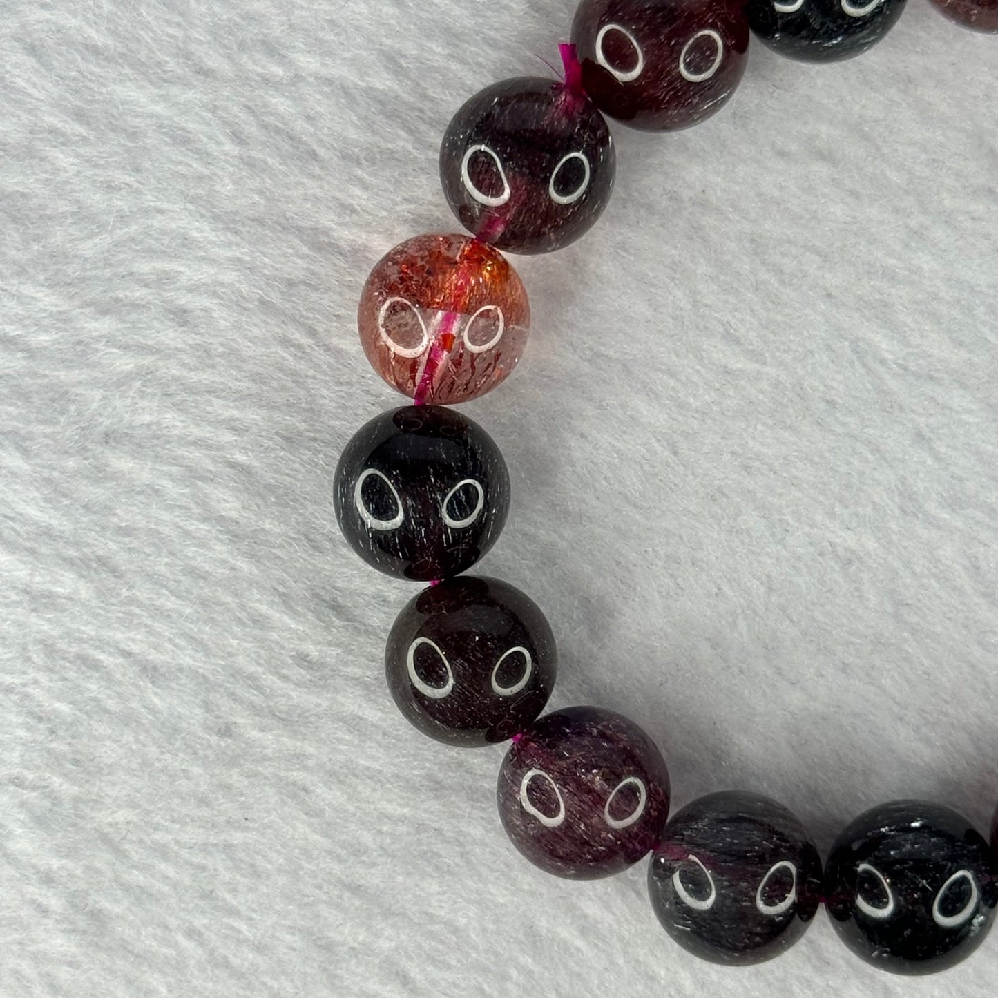 Super Rare Triple Excellence Grade Natural Transparent Dark Blackcurrant Super 7 Beads Bracelet 超级罕见三重卓越级透明深天然黑加仑超级七珠手链 40.12g 18cm 11.9mm 18 Beads