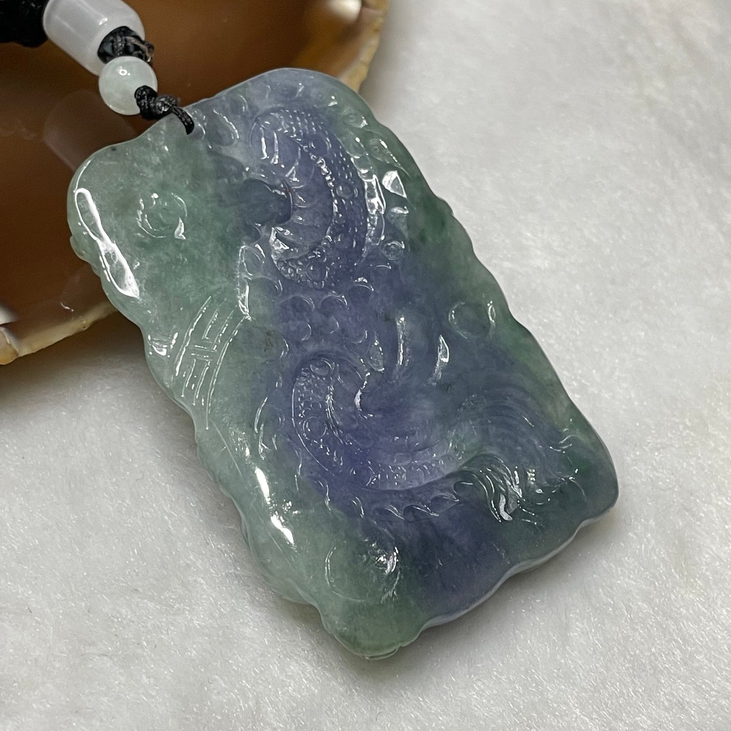 Rare Type A Intense Lavender & Green Jade Jadeite Dragon 50.78g 59.0 by 40.4 by 10.0mm
