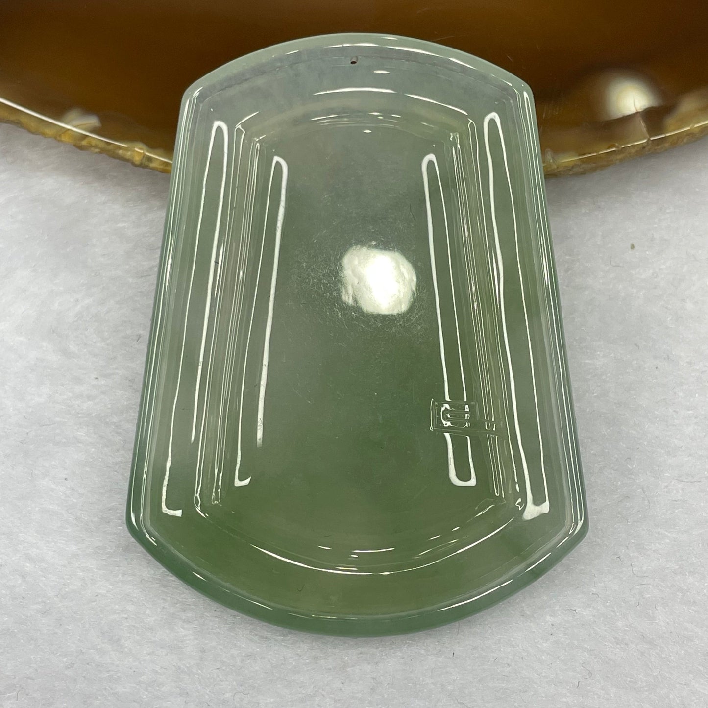 Grand Master Certified High Icy Type A Green Jadeite Shan Shui Pendant 23.48g 53.2 by 40.0 by 5.2mm