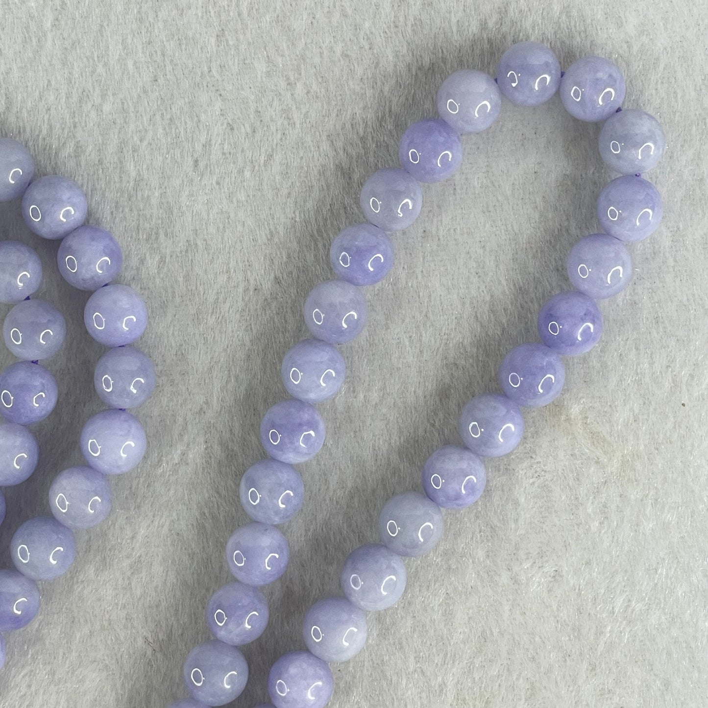 High Grade Type A Full Intense Lavender Jadeite Beads Necklace 73.38g 64cm 7.9mm 88 Beads