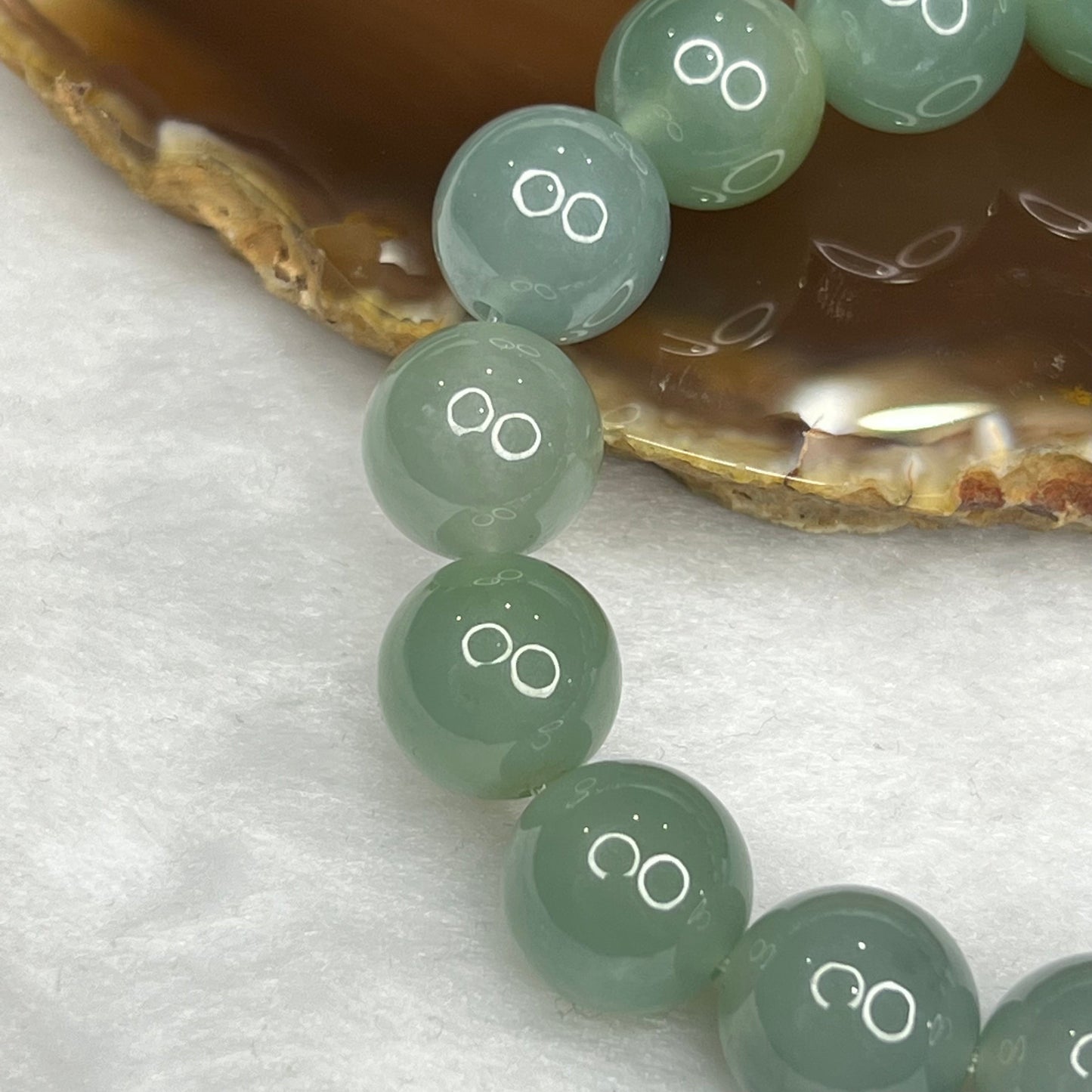RARE Type A Semi Icy Sky blue and Green Bracelet 59.76g 13.0mm/bead 16 Beads