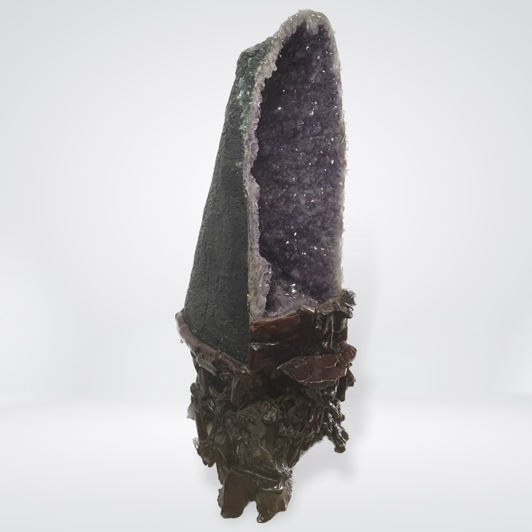 Large Natural Amethyst Display Wooden Stand - 89.12kg 1090 by 480 by 504mm