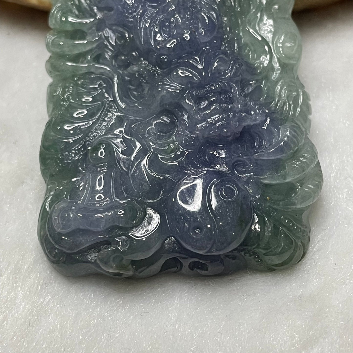 Rare Type A Intense Lavender & Green Jade Jadeite Dragon 50.78g 59.0 by 40.4 by 10.0mm