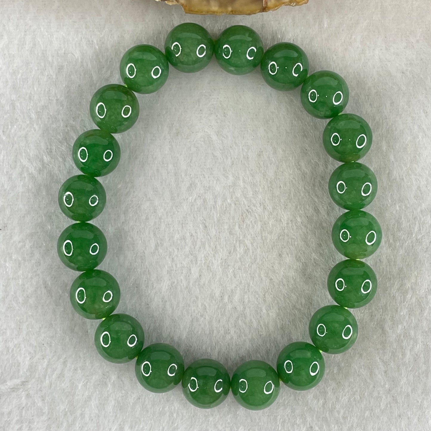 Rare High Quality Type A Full Green Jade Jadeite Beads Bracelet 29.76g 9.6mm 16cm 20 beads with NGI Cert No. 16831002