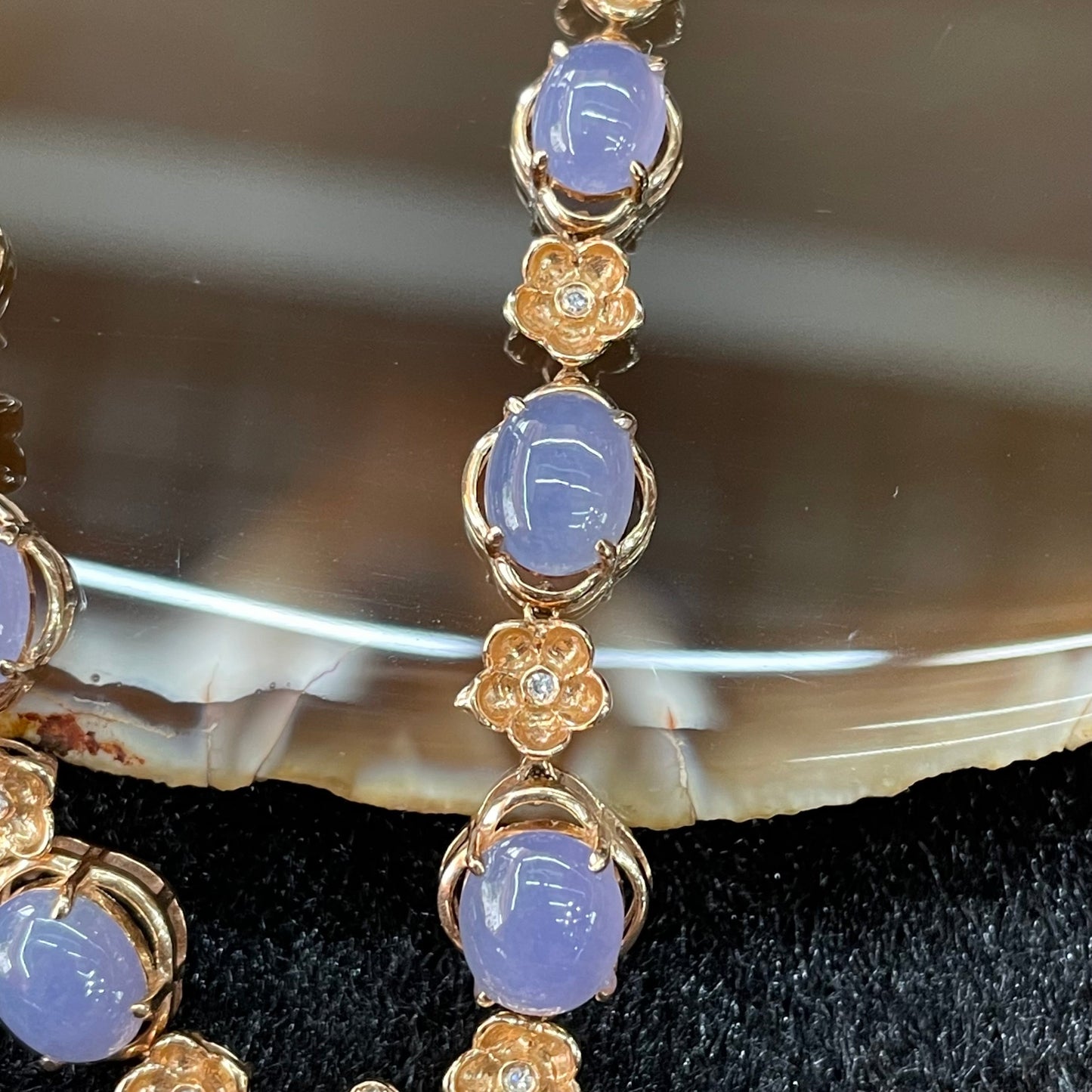 Type A Lavender Jade Jadeite Necklace 18k gold & diamonds - 8.35g