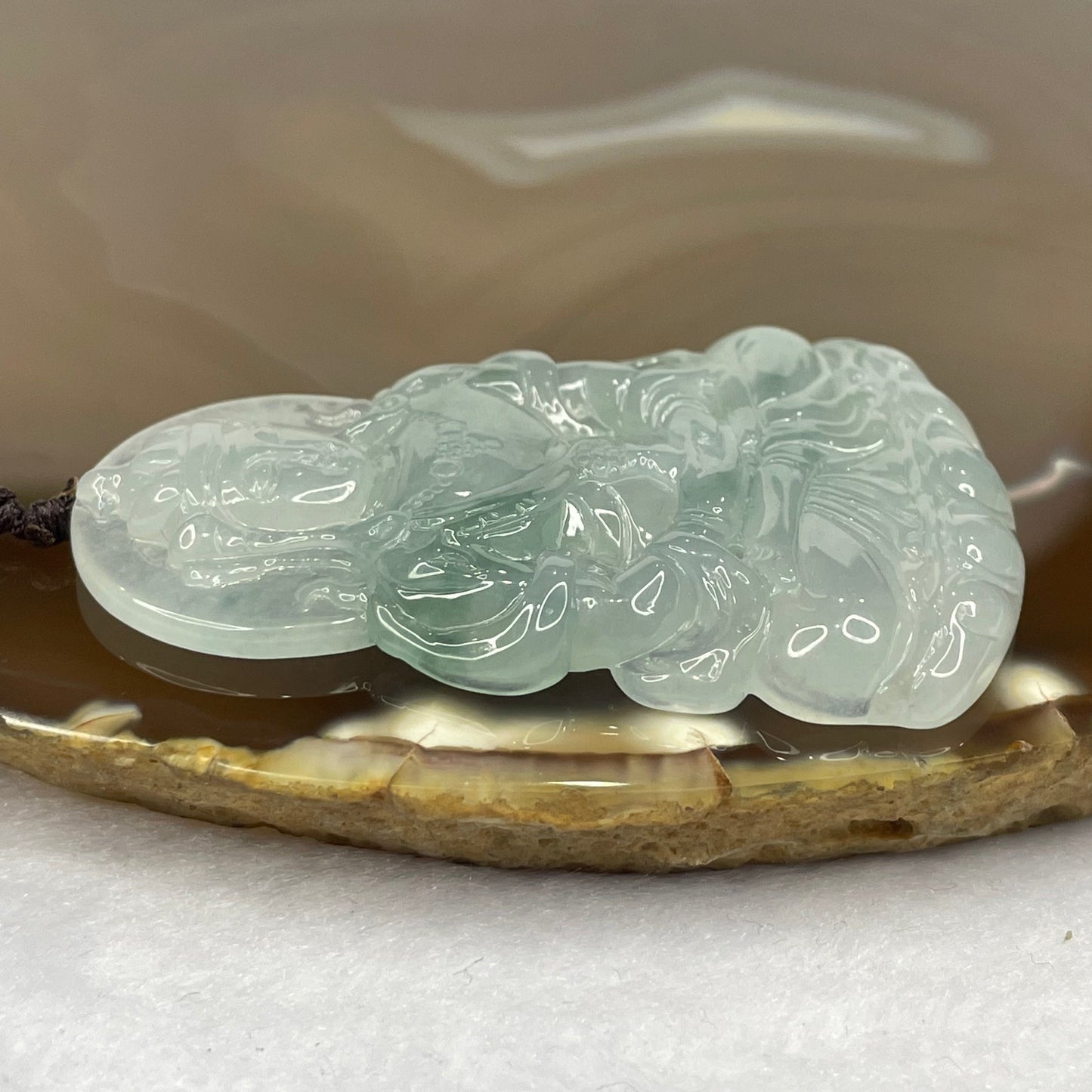 HIGH QUALITY Type A High Icy Green Piao Hua Tibetan Bodhisattva Jade Jadeite Pendant - 22.77g 56.2 by 38.1 by 6.0mm