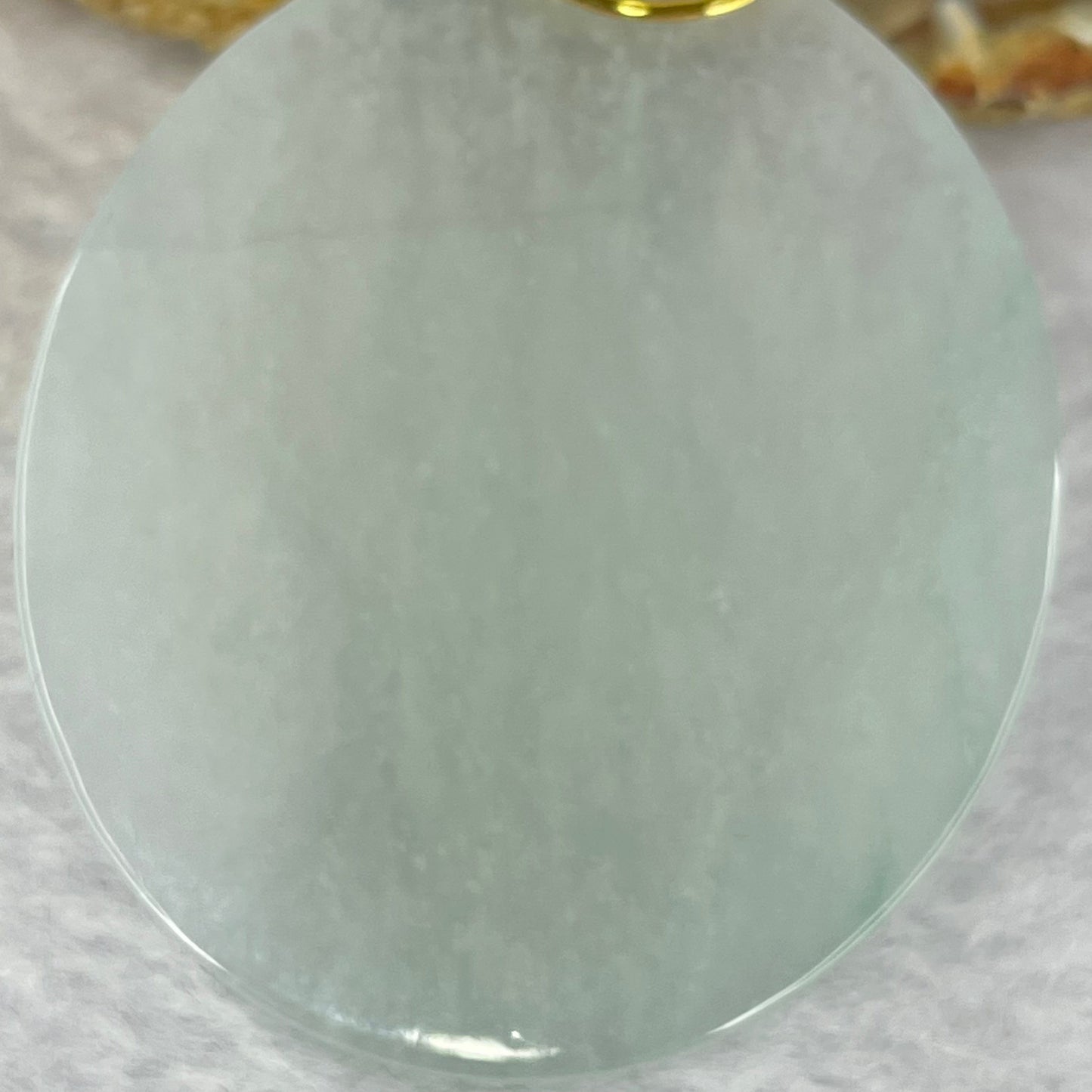 High Icy Type A Sky Blue Jadeite Wu Shi Pai 无事牌 18k Pendant with Diamonds 29.39g 50.8 by 43.9 by 4.9mm