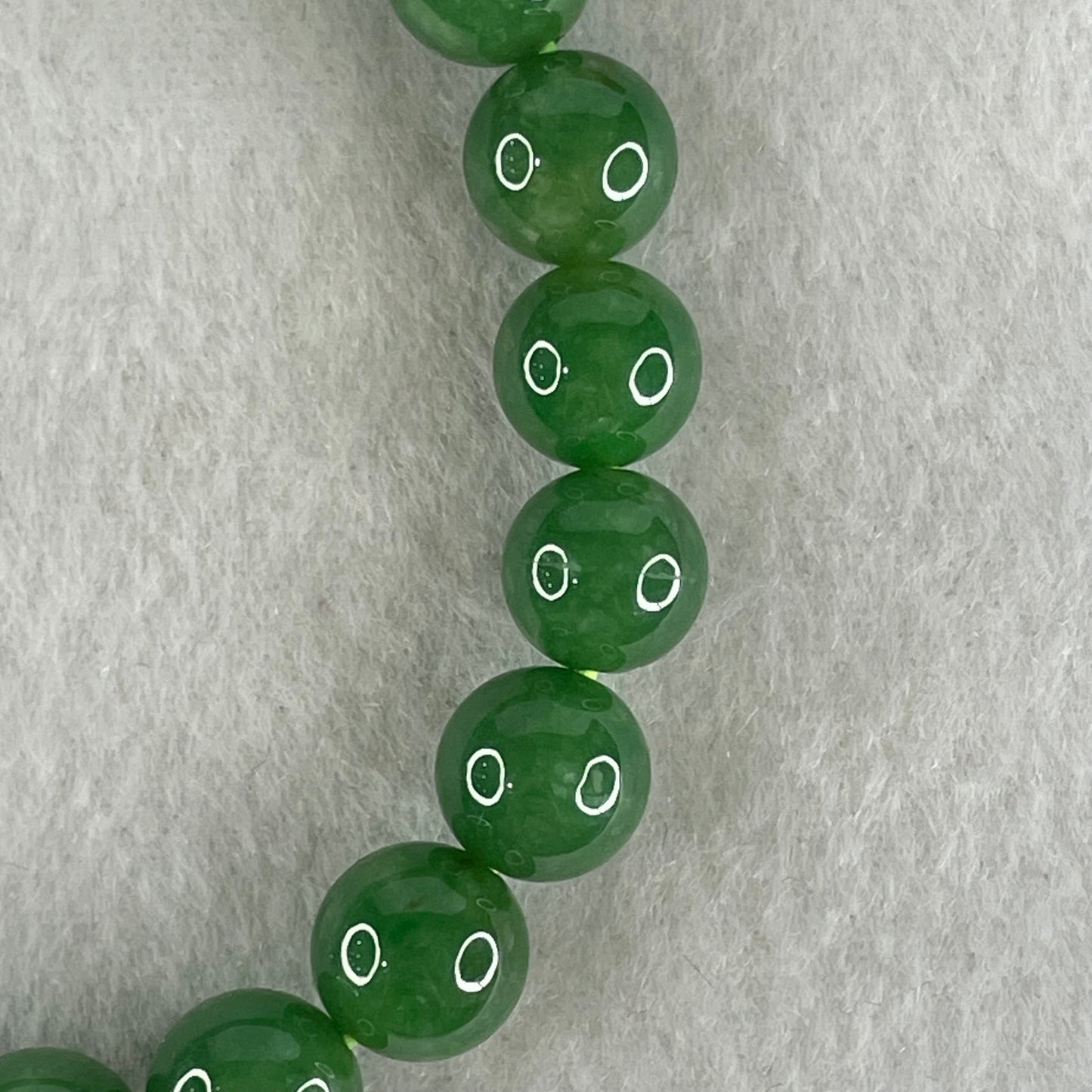Rare High Quality Type A Full Green Jade Jadeite Beads Bracelet 29.76g 9.6mm 16cm 20 beads with NGI Cert No. 16831002