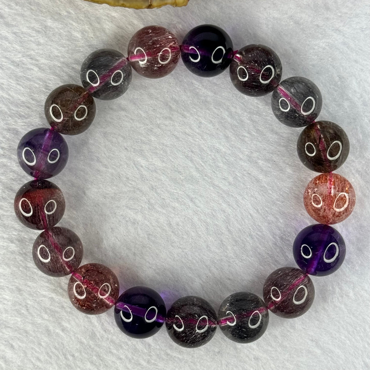 Superior Grade Natural Transparent Blackcurrant Super 7 Beads Bracelet 特级透明天然黑加仑超级七珠手链 43.28g 18cm 12.3mm 17 Beads