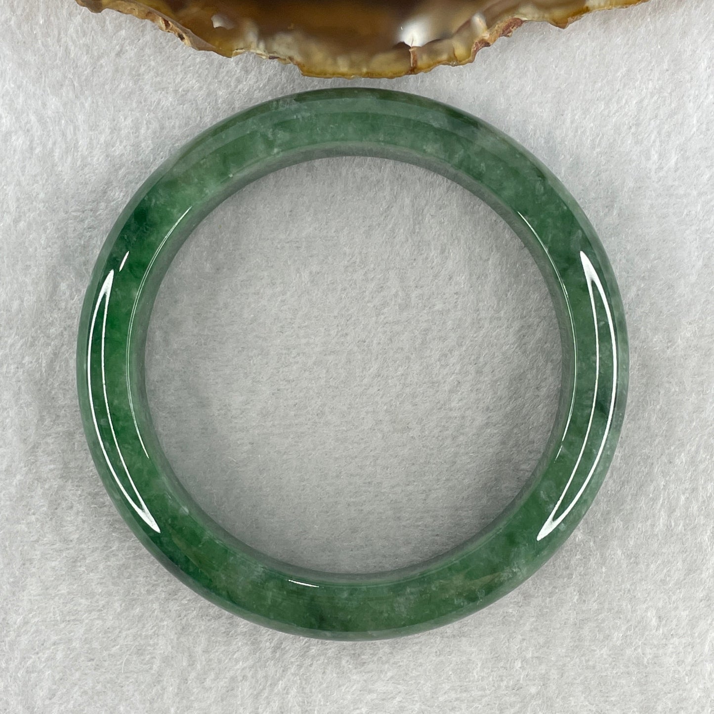 Certified Type A Natural Green with Emerald Green Patches Jadeite Bangle 64.72g Inner Diameter 58.9mm 13.0 by 8.5mm (Close to Perfect)