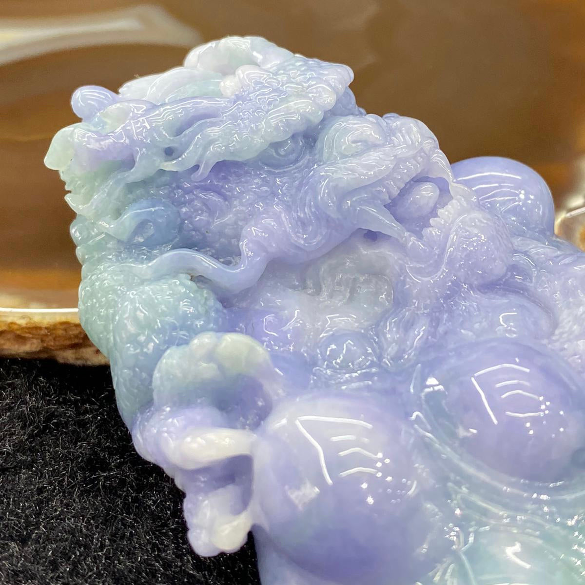 Rare High End Type A Burmese Lavender Jade Jadeite Dragon - 124.67g 78.8 by 50.3 by 24.8mm