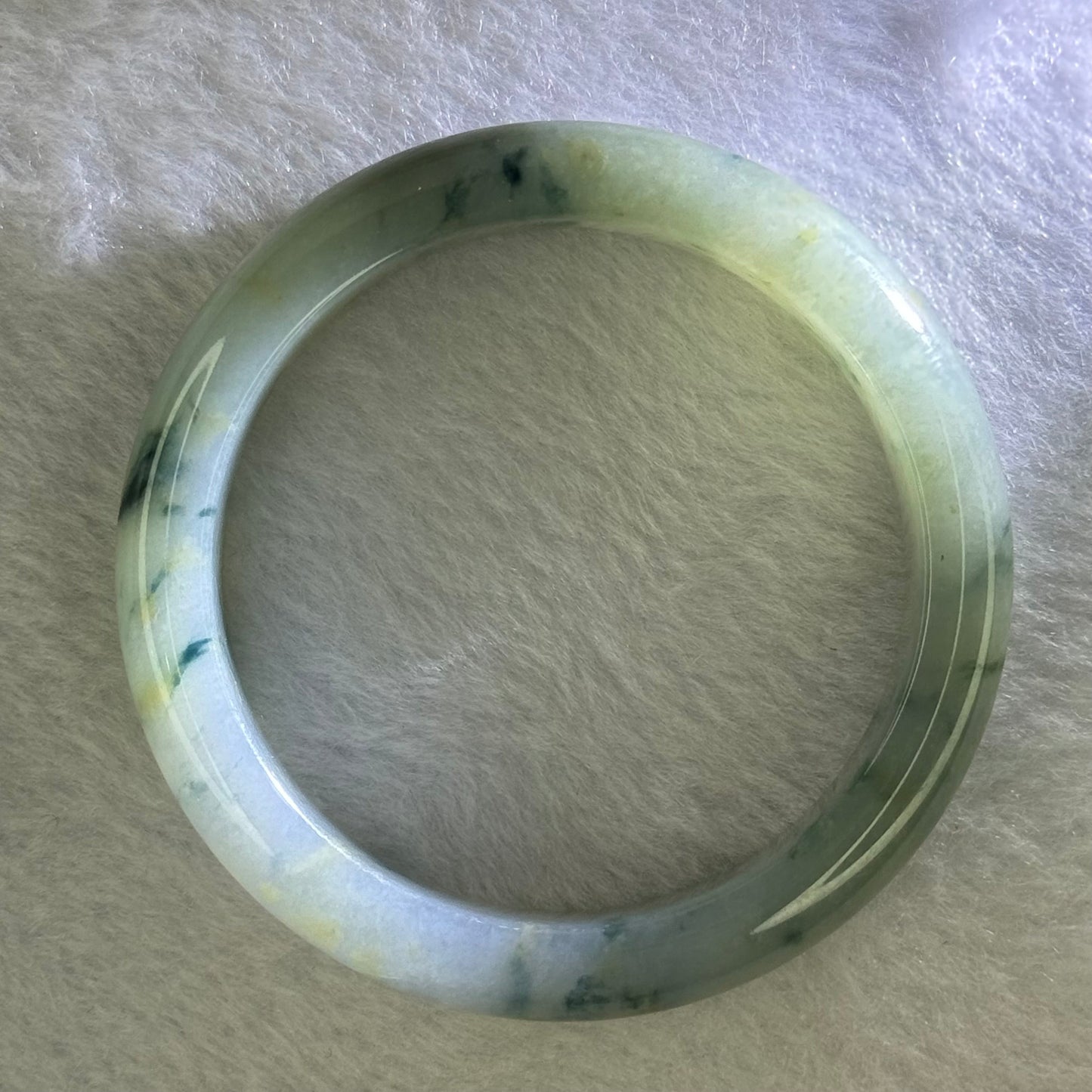 Type A Semi Icy Jelly 3 Colours Green Lavender Yellow Piao Hua Bangle 48.82g Internal Diameter 53.5mm 11.6 by 8.2mm (Close to Perfect)