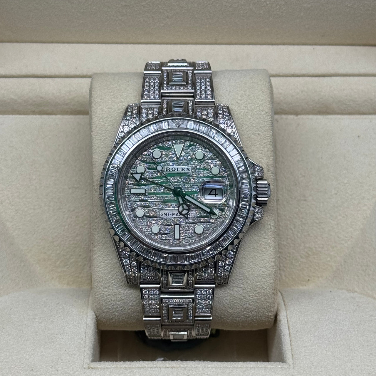 Sovereign Horology: Pre-Owned Rolex GMT-Master II "Custom Diamond Ice" Edition (Model 116710LN) – A Monument of Precision, Power, and Radiant Authority Dec 2017 with Box and Card