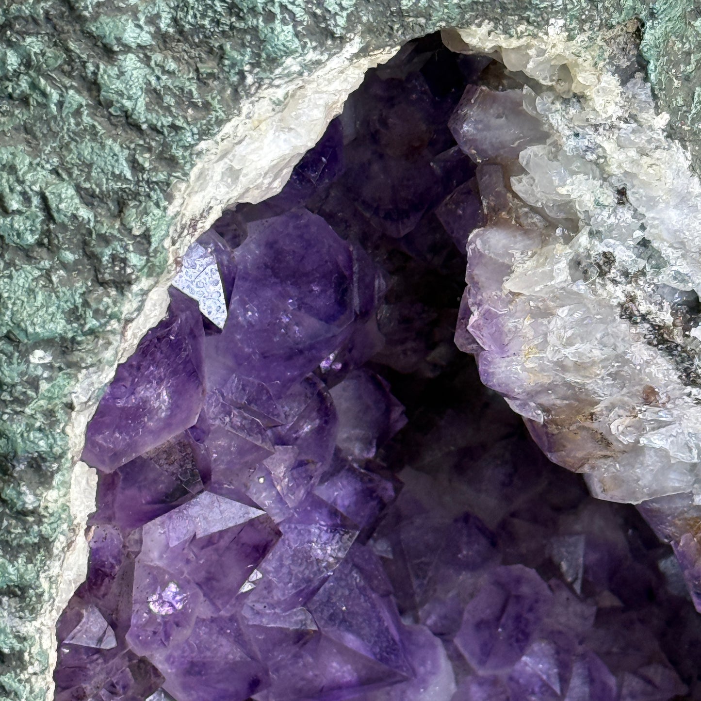 Natural Brazil Amethyst Cave Display with Wooden Stand 860.0 by 570.0 by 950.0mm