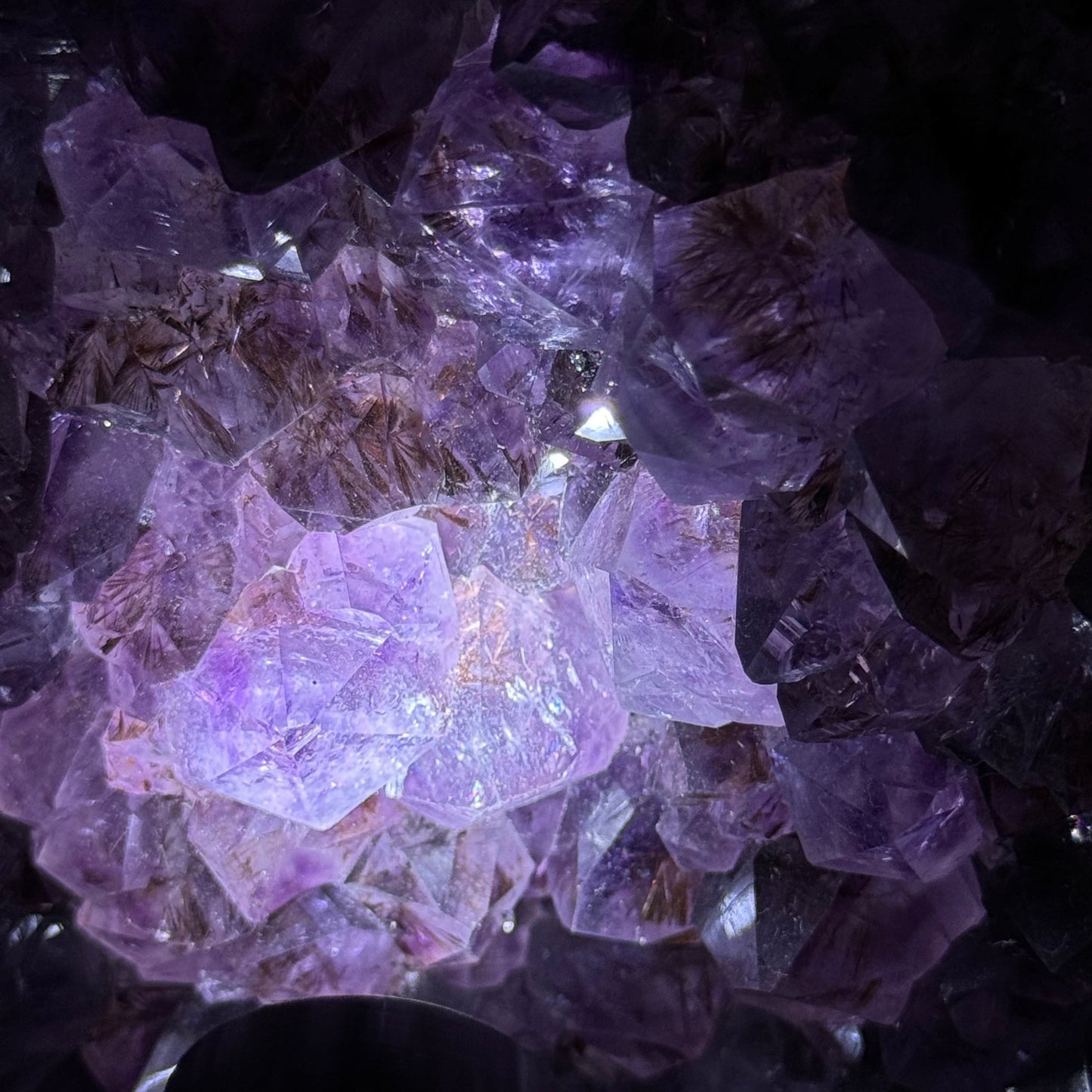 Rare Natural Amethyst Cacoxenite Cave Display with Wooden Stand 天然乌拉圭紫水晶洞摆件带木架 280.0 by 210.0 by 670.0mm