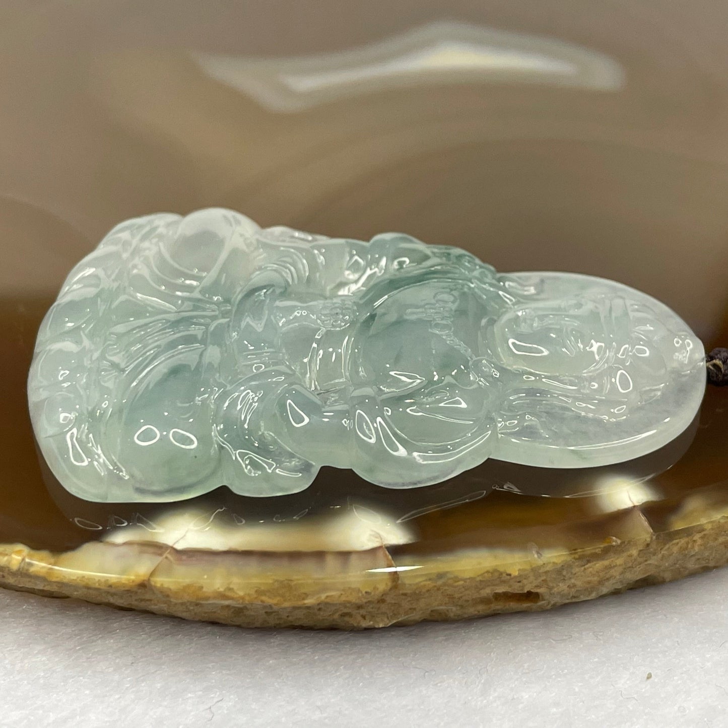 HIGH QUALITY Type A High Icy Green Piao Hua Tibetan Bodhisattva Jade Jadeite Pendant - 22.77g 56.2 by 38.1 by 6.0mm
