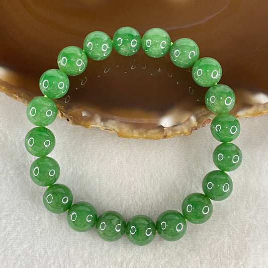 Rare High Quality Type A Full Green Jade Jadeite Beads Bracelet 29.76g 9.6mm 16cm 20 beads with NGI Cert No. 16831002