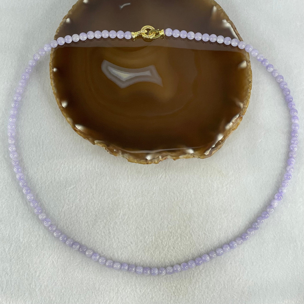 Very Rare High Grade Type A Full Intense Lavender Jadeite Beads Necklace 45.37g 64cm 6.2mm 108 Beads