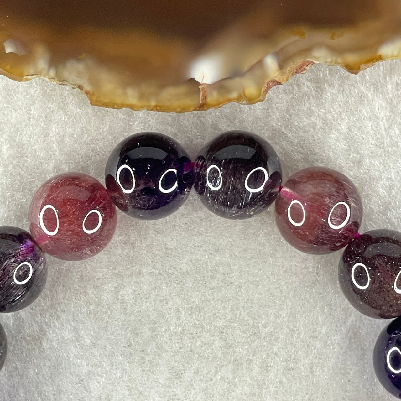 Very Very Good Grade Natural Blackcurrant Super 7 Beads Bracelet 42.87g 16cm 12.3mm 17Beads