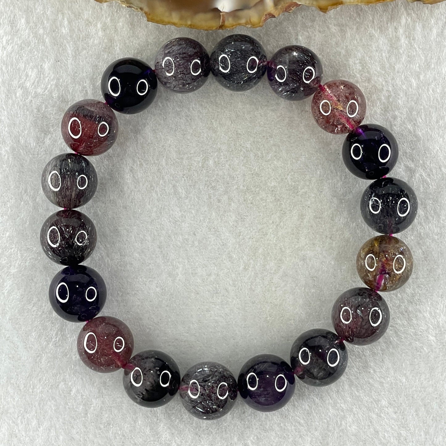 Very Very Good Grade Natural Blackcurrant Super 7 Beads Bracelet 39.86g 17cm 11.8mm 18Beads