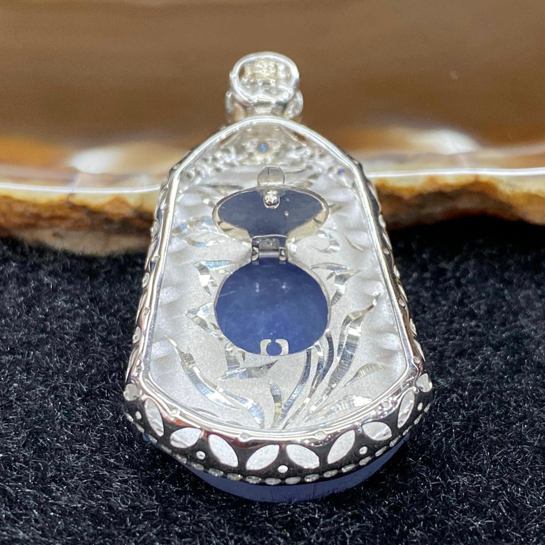 Rare High end Type A Burmese Lavender Jade Jadeite Shan Shui 18k white gold & diamonds - 13.78g 44.7 by 23.1 by 10.3mm