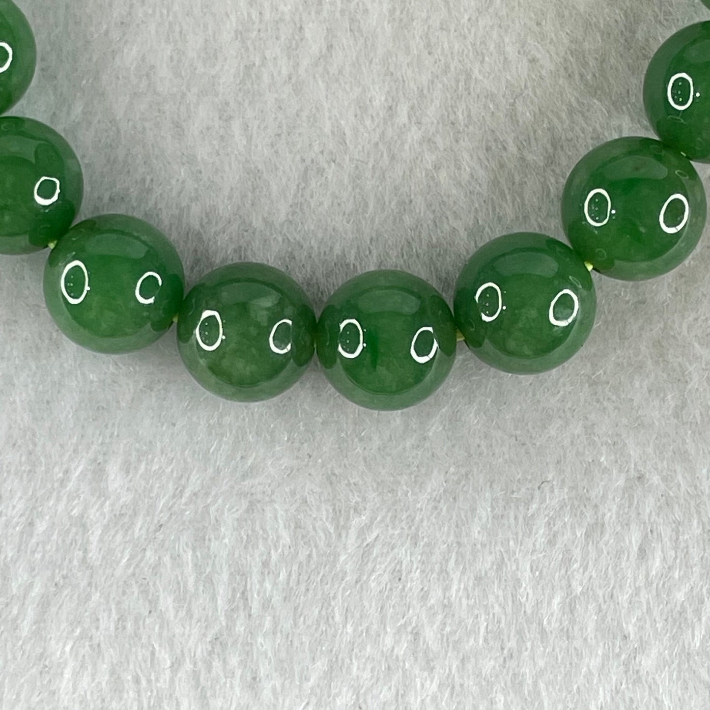 Rare High Quality Type A Full Green Jade Jadeite Beads Bracelet 29.76g 9.6mm 16cm 20 beads with NGI Cert No. 16831002