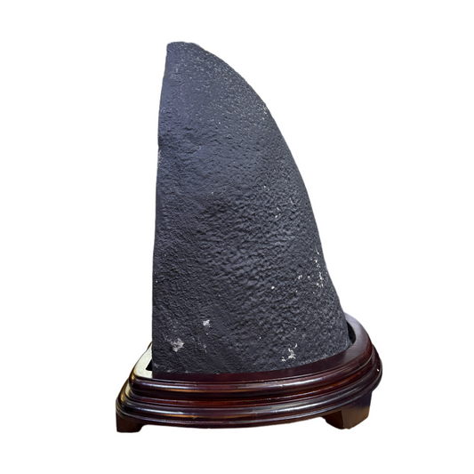 Natural Brazil Double Mountain Shape Amethyst Cave with Wooden Stand Display 51.060,0g 530.0 by 400.0 by 545.0mm