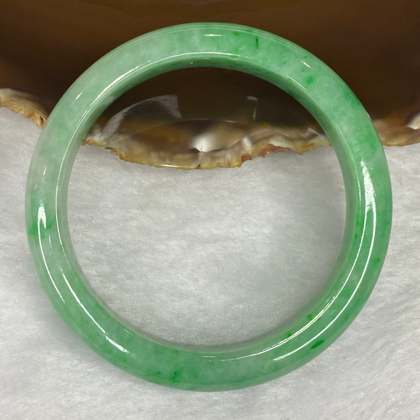 Rare High End Type A Intense Apple Green with Spicy Green Bangle 54.12g Inner Dia 56.4mm 12.1 by 8.1mm