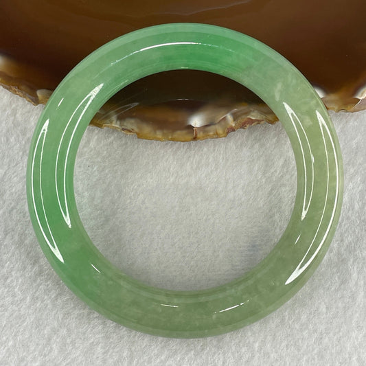 Type A Natural Jelly Full Green with Emerald Green Patches Jadeite Bangle 78.56g Inner Diameter 57.2mm 11.8 by 12.6mm (Close to Perfect)