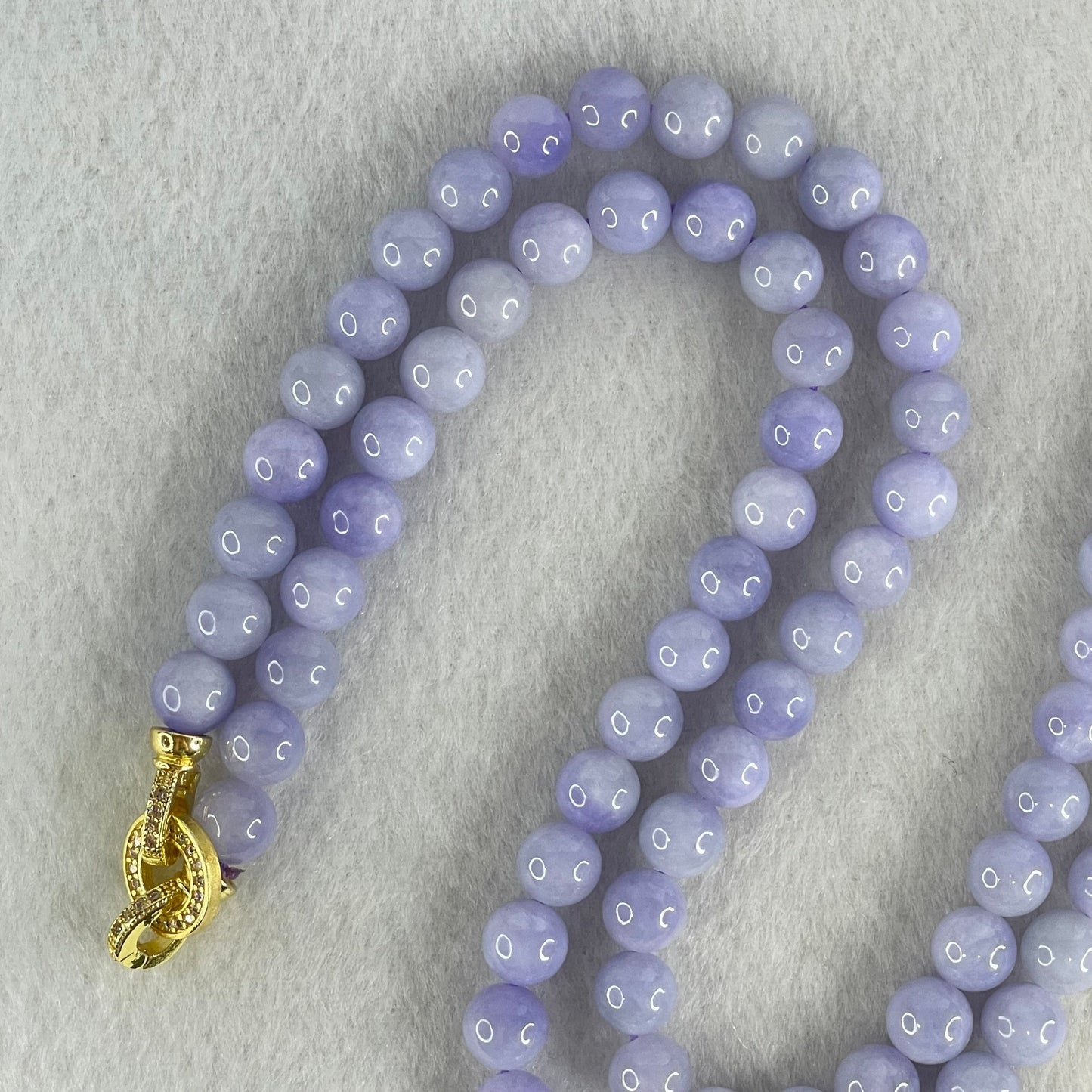High Grade Type A Full Intense Lavender Jadeite Beads Necklace 73.38g 64cm 7.9mm 88 Beads