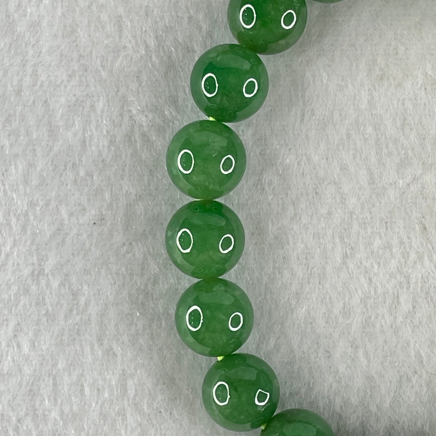 Rare High Quality Type A Full Green Jade Jadeite Beads Bracelet 29.76g 9.6mm 16cm 20 beads with NGI Cert No. 16831002