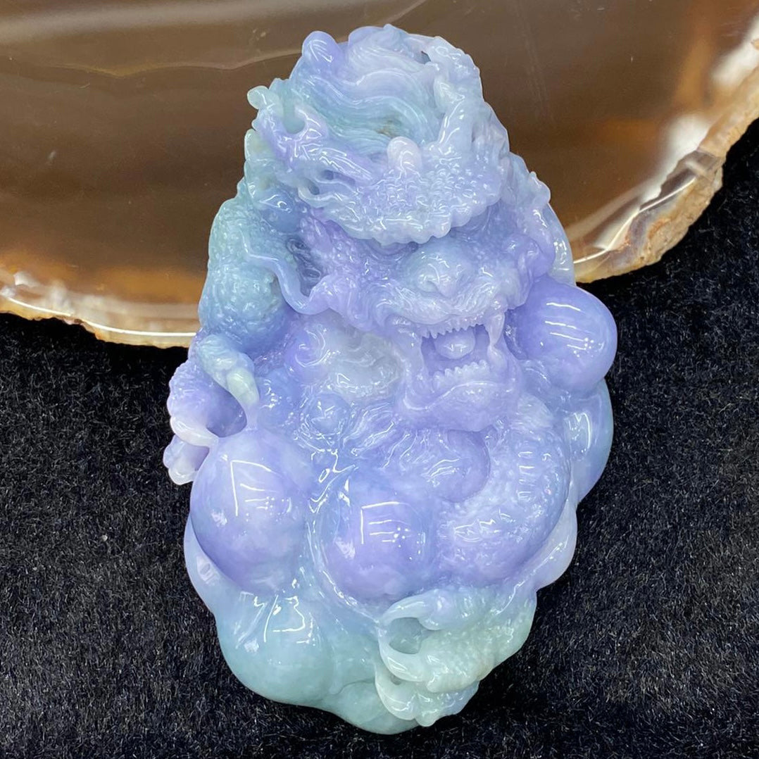 Rare High End Type A Burmese Lavender Jade Jadeite Dragon - 124.67g 78.8 by 50.3 by 24.8mm