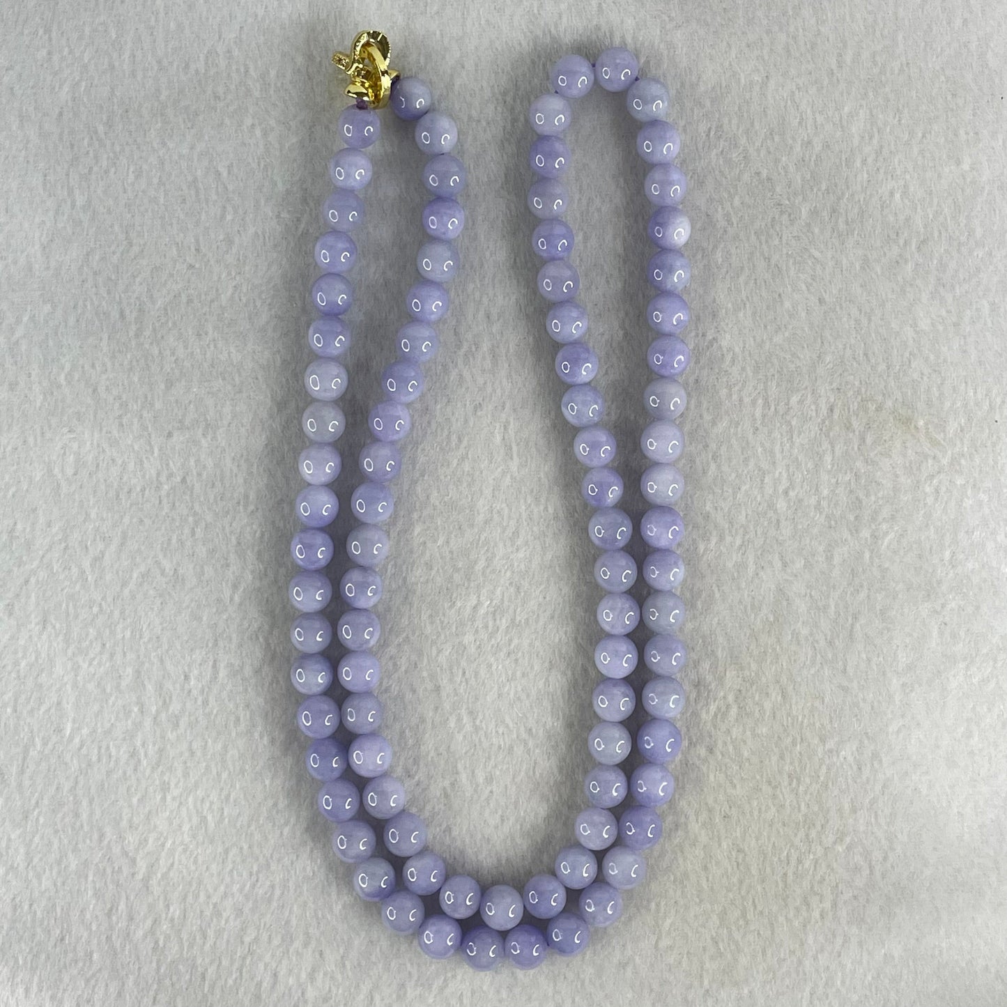 High Grade Type A Full Intense Lavender Jadeite Beads Necklace 73.38g 64cm 7.9mm 88 Beads