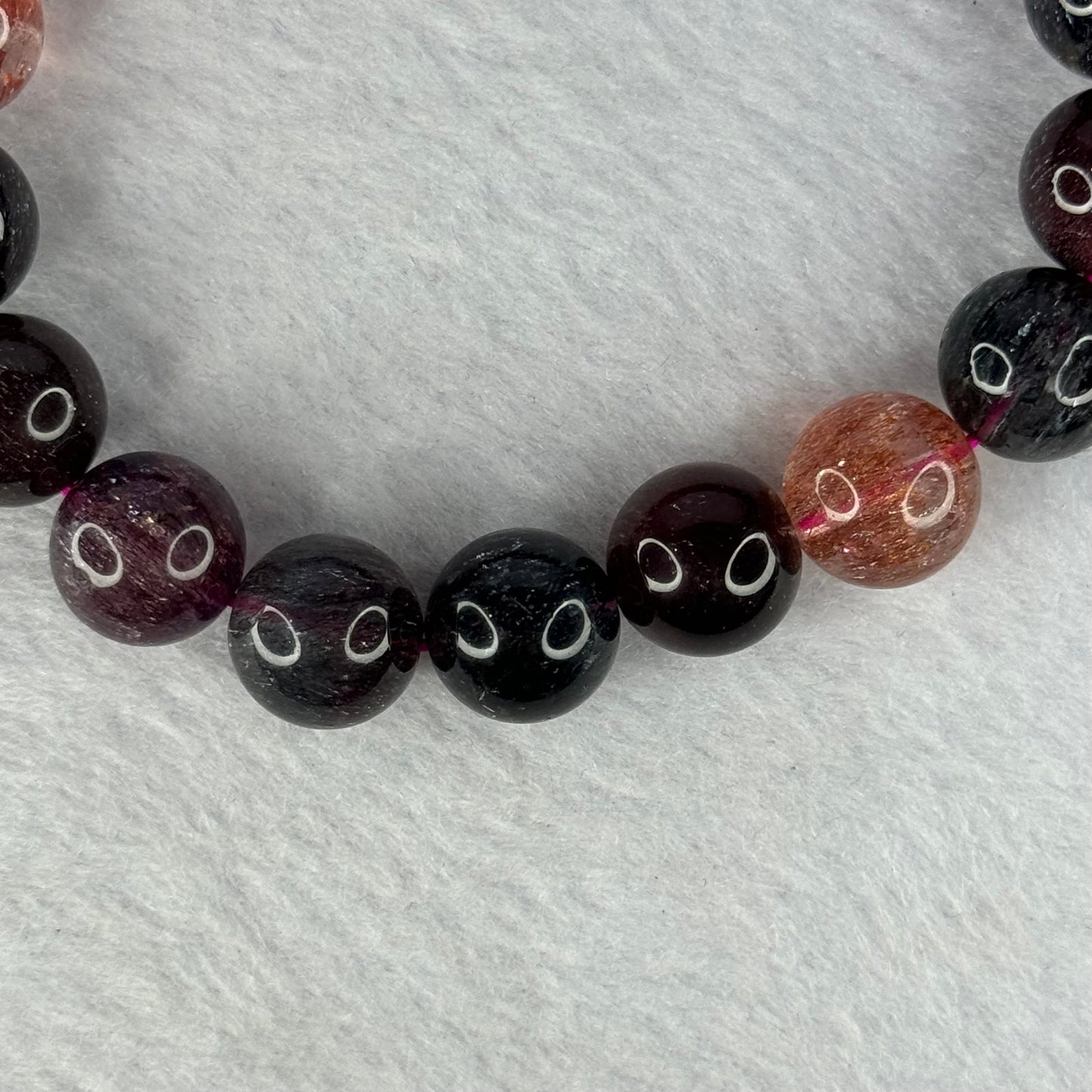 Super Rare Triple Excellence Grade Natural Transparent Dark Blackcurrant Super 7 Beads Bracelet 超级罕见三重卓越级透明深天然黑加仑超级七珠手链 40.12g 18cm 11.9mm 18 Beads