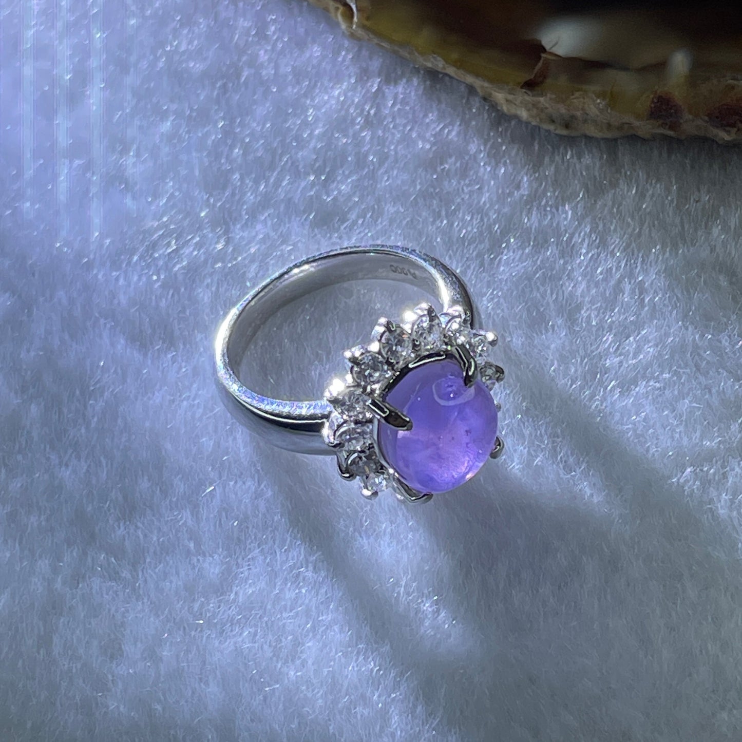 Natural Oval Blue Star Sapphire with Round Brilliant Cut Shape Diamonds in PT900 Platinum Ring S6.95 with Melees D0.65 ct Total 8.38g US5 HK11