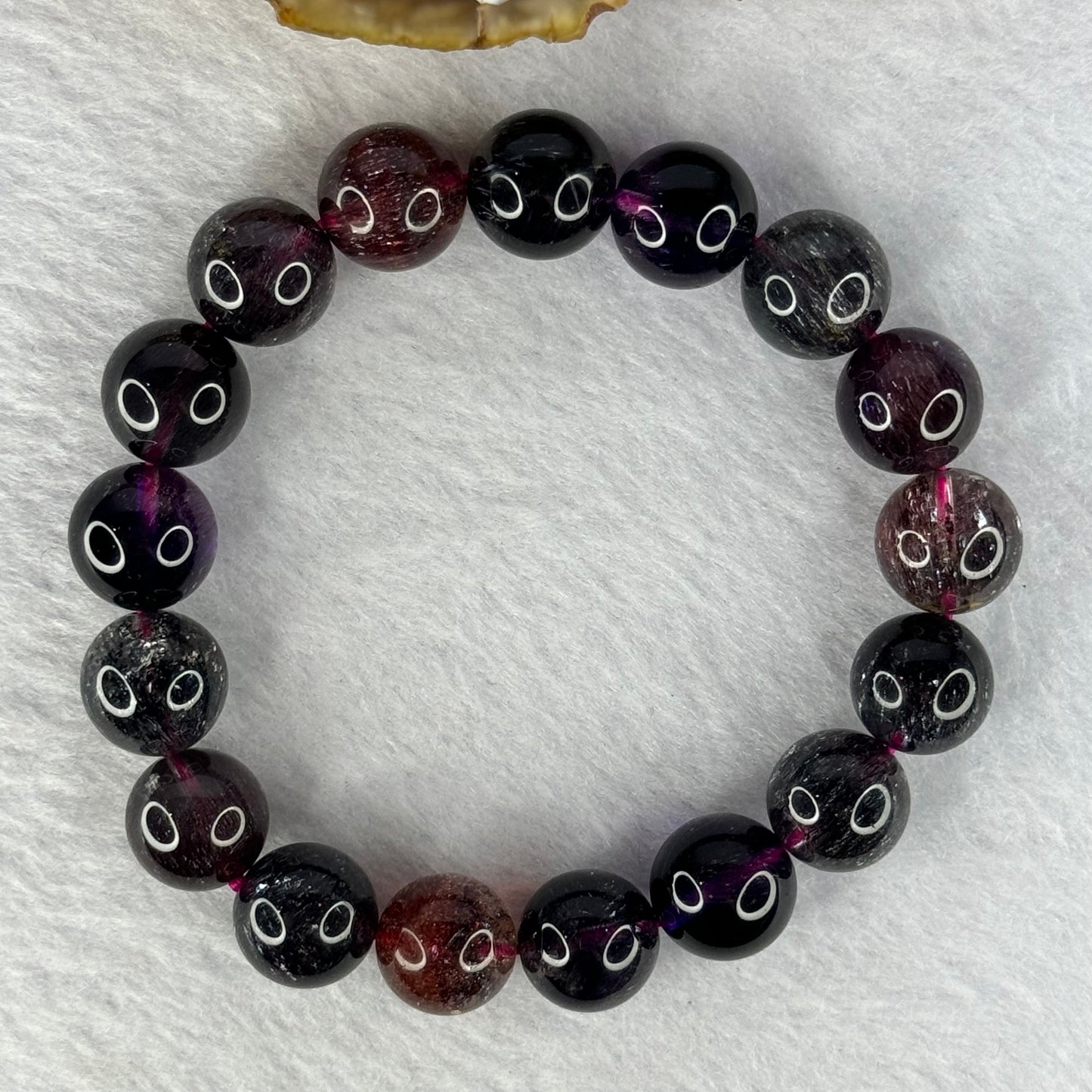 Super Rare Triple Excellence Grade Natural Transparent Dark Blackcurrant Super 7 Beads Bracelet 超级罕见三重卓越级透明深天然黑加仑超级七珠手链 43.49g 18cm 12.5mm 17 Beads