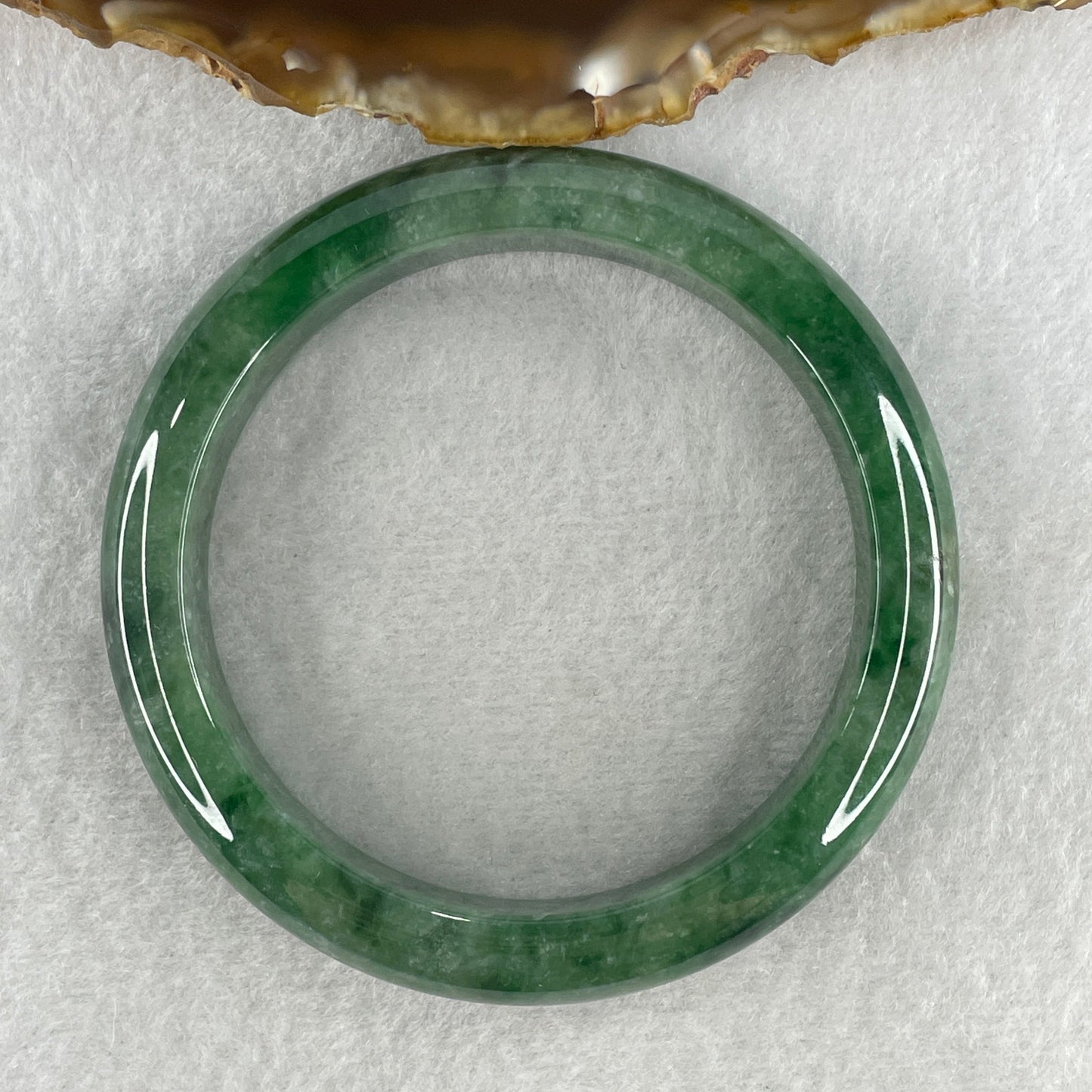 Certified Type A Natural Green with Emerald Green Patches Jadeite Bangle 64.72g Inner Diameter 58.9mm 13.0 by 8.5mm (Close to Perfect)