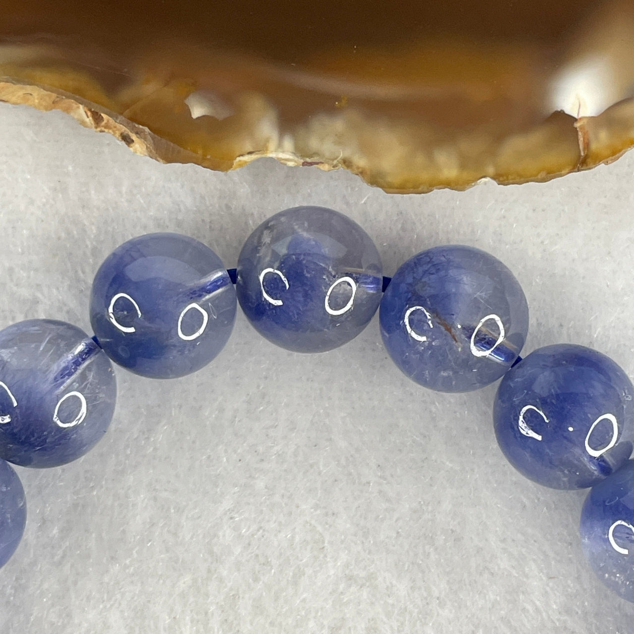 Certified Rare Excellent Grade Blue Rutilated Quartz Beads Bracelet 31.376g 16cm 10.7mm 19 Beads
