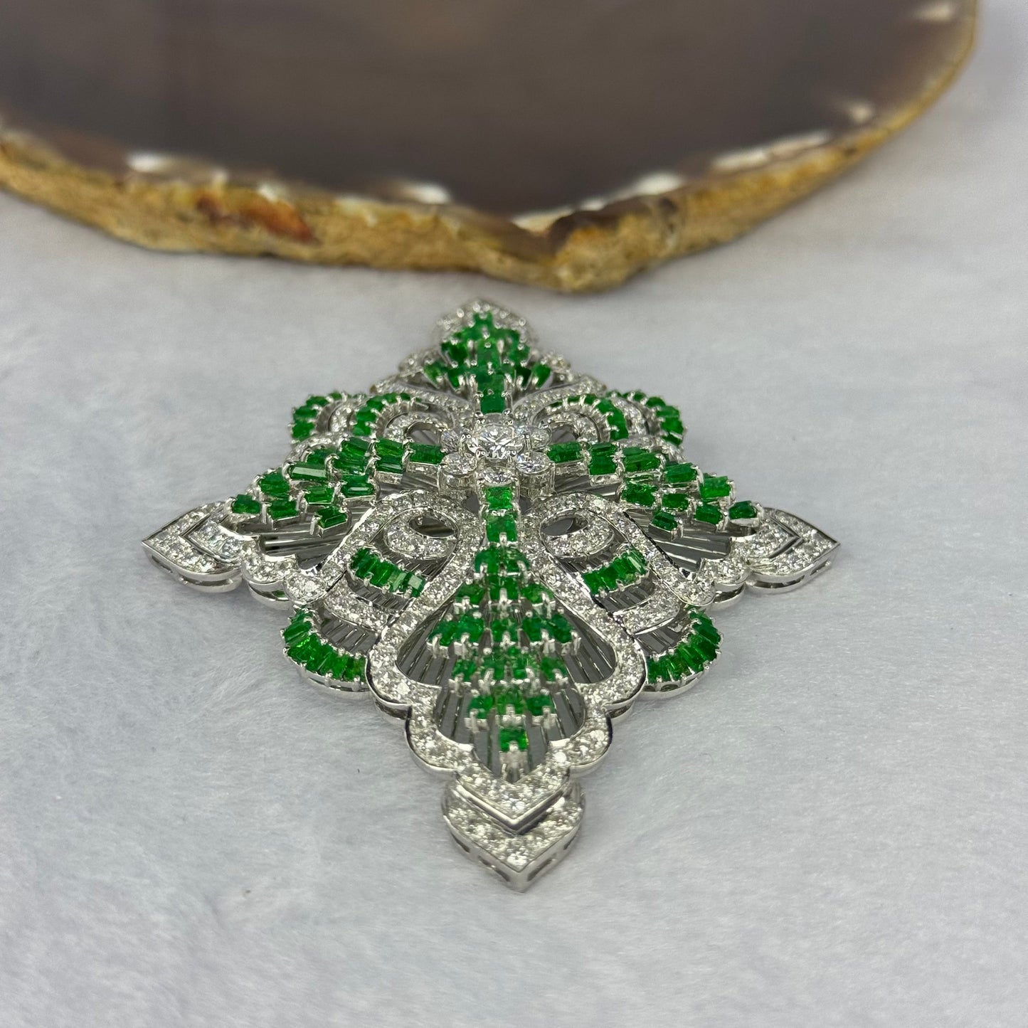 Natural Emeralds (Beryl) Approx. 5.00 cts. Total Weight 38.08g including 114 Emeralds, 208 Natural Diamonds in 14K White Gold with NGI Cert No. 82835784
