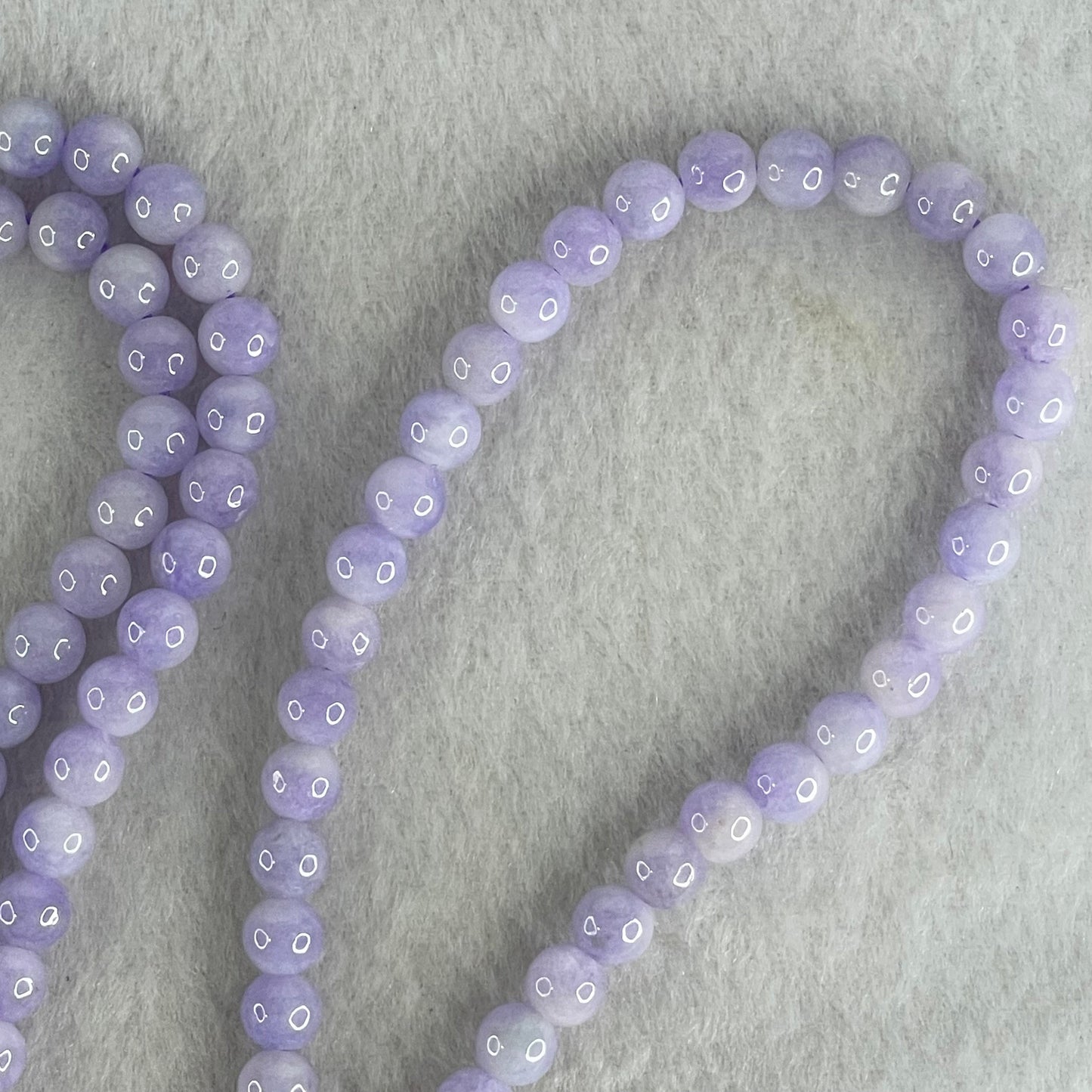 Very Rare High Grade Type A Full Intense Lavender Jadeite Beads Necklace 45.37g 64cm 6.2mm 108 Beads
