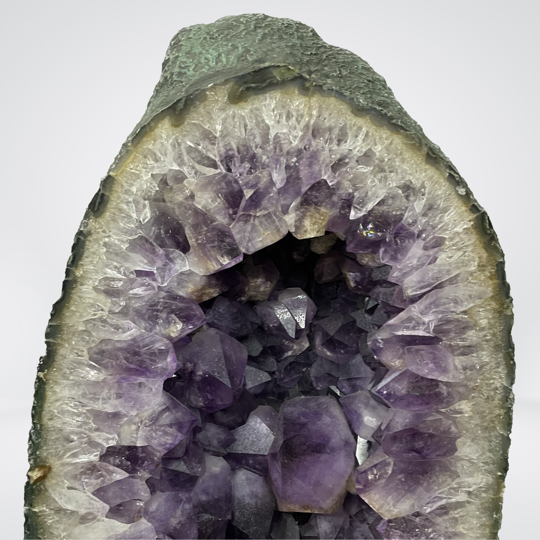 Thick Large Crystal Brazil Natural Amethyst Display Wooden Stand - 78.6kg 815 by 445 by 420mm