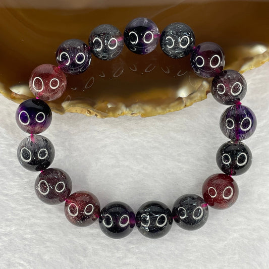 Very Very High End Natural Black Super 7 Crystal Bracelet 17 Beads 13.0mm 48.17g