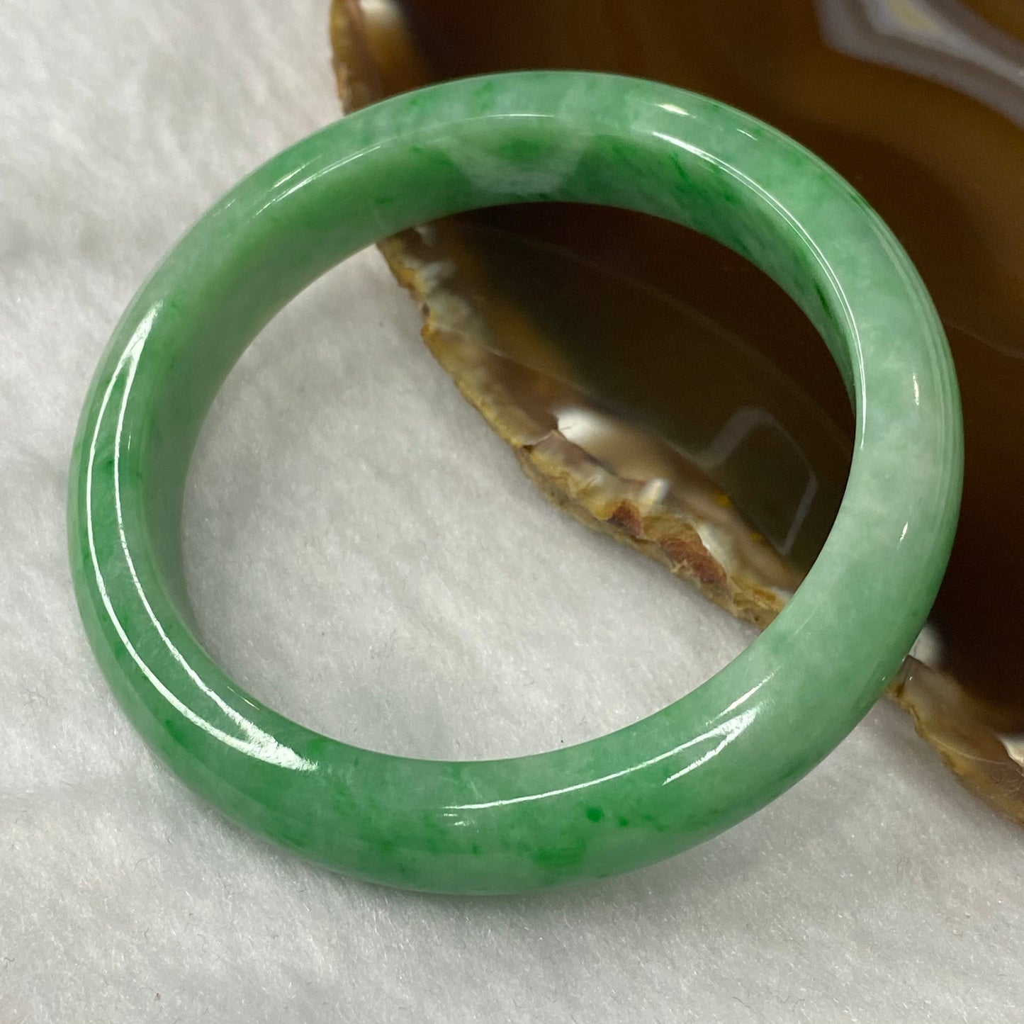 Rare High End Type A Intense Apple Green with Spicy Green Bangle 54.12g Inner Dia 56.4mm 12.1 by 8.1mm