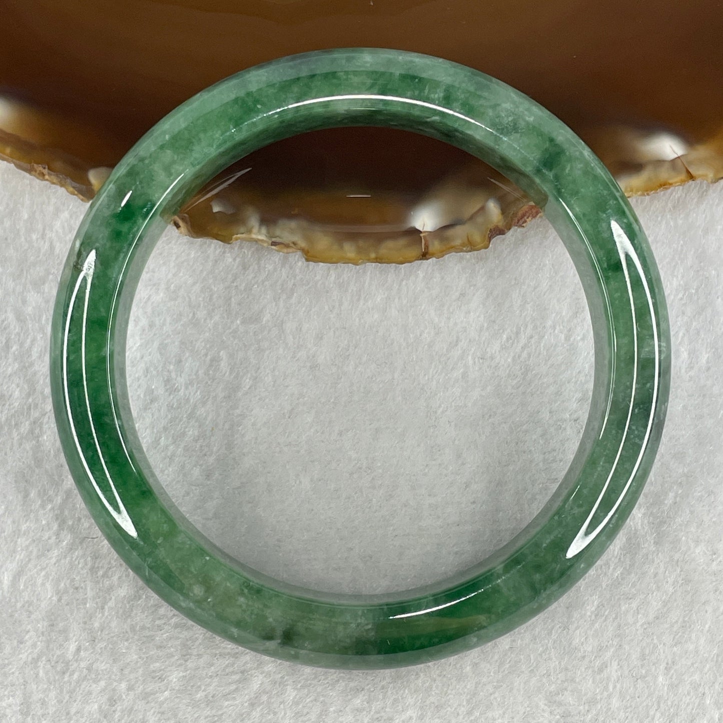 Certified Type A Natural Green with Emerald Green Patches Jadeite Bangle 64.72g Inner Diameter 58.9mm 13.0 by 8.5mm (Close to Perfect)