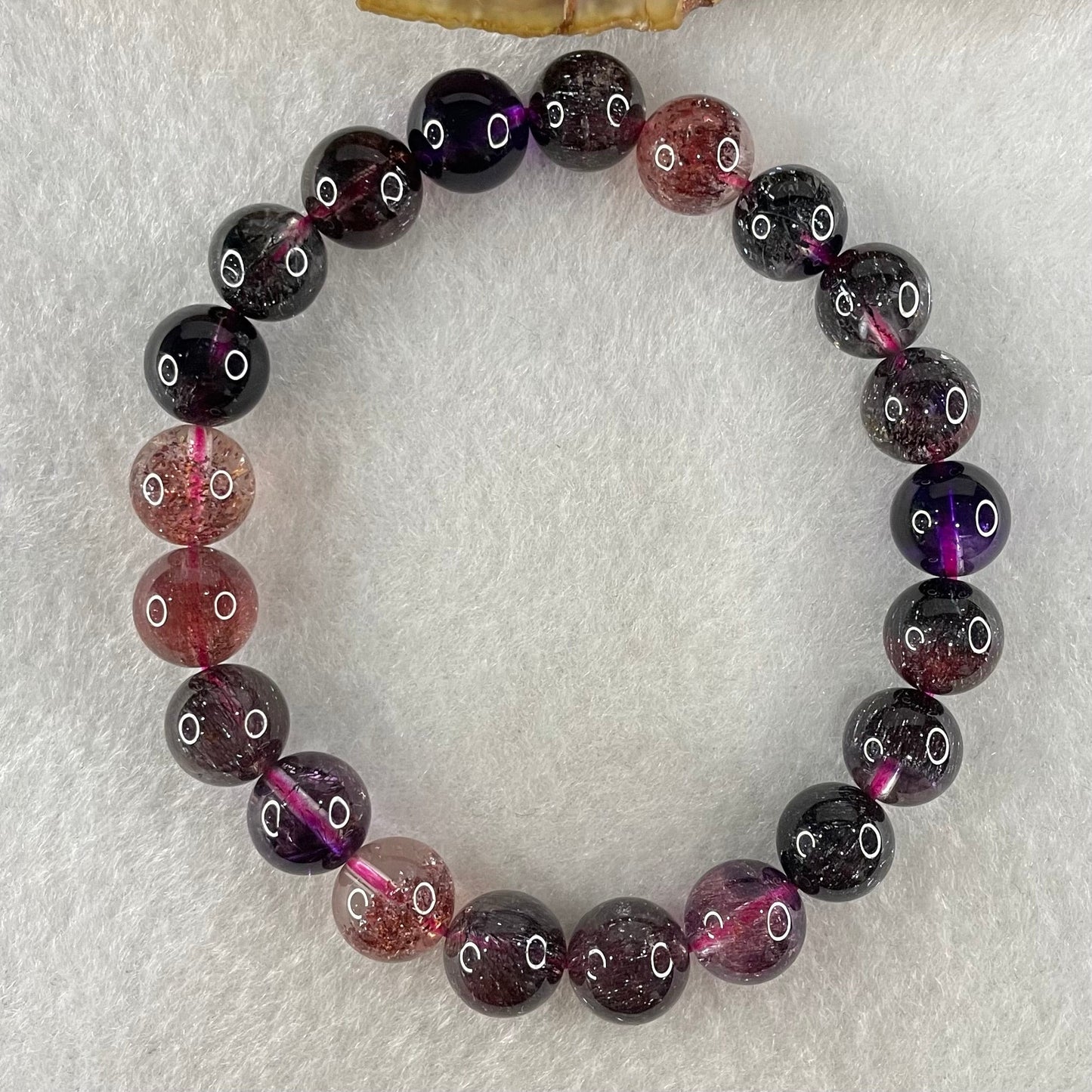 Very Very Good Grade Natural Blackcurrant Super 7 Beads Bracelet 22.56g 16cm 9.4mm 21 Beads
