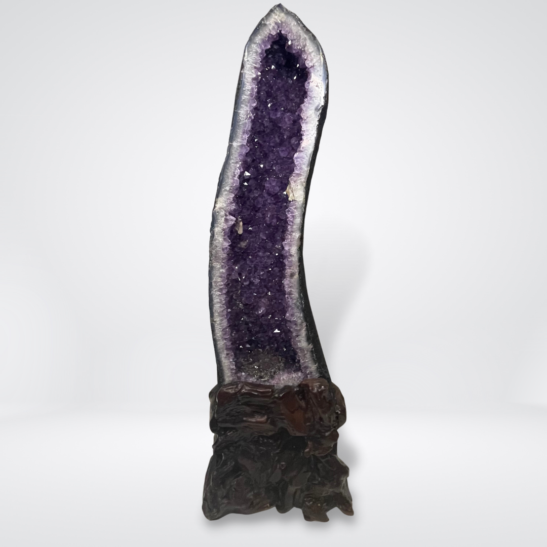 Unique Natural Amethyst with Silver Crystal at the bottom as Treasurers Gold Display Wooden Stand - 49.0kg 1020 by 310 by 330mm