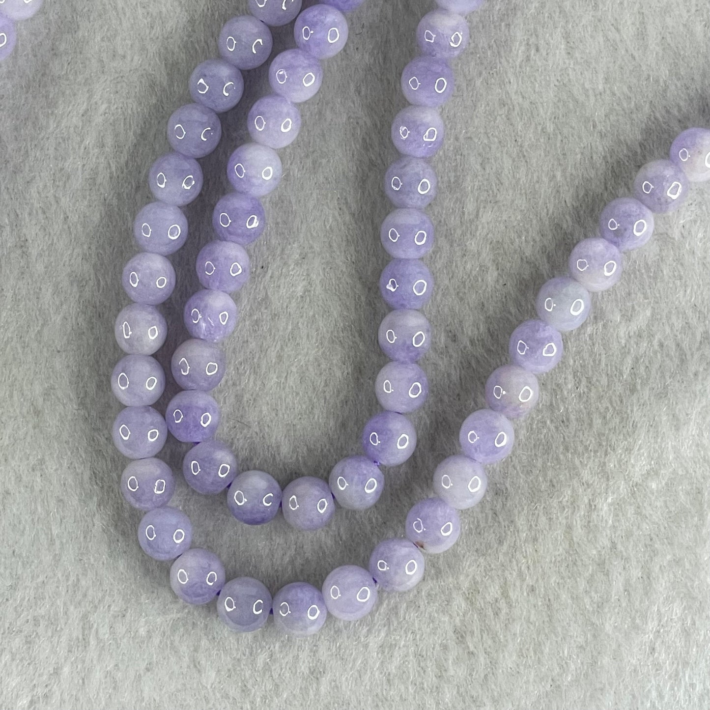 Very Rare High Grade Type A Full Intense Lavender Jadeite Beads Necklace 45.37g 64cm 6.2mm 108 Beads
