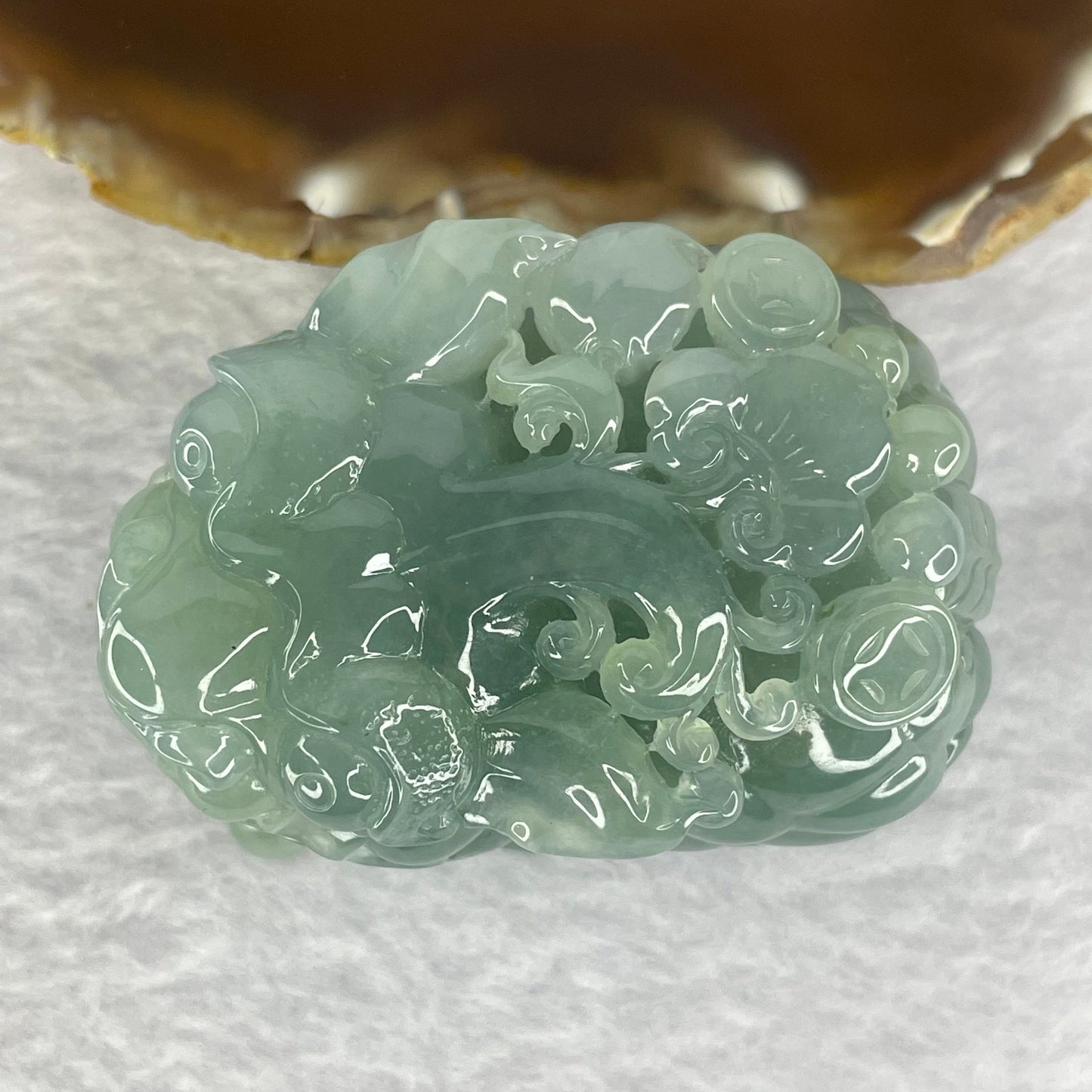 Very Rare Grand Master Type A Deep Intense Sky Blue Jadeite Pixiu with Ruyi and Coins and a Movable Ball inside Mouth 天空蓝貔貅翡翠 Display 184.17g 36.6 by 63.6 by 42.7mm
